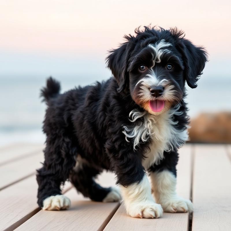 Juniper, a 8 months old bernedoodle groomed by K-Pup in Biddeford, Maine