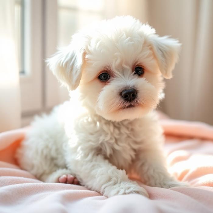 Cotton, a 6 months old bichon groomed by K-Pup in Kennebunk, Maine