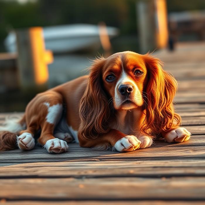 Ruby, a 10 years old cavalier groomed by K-Pup in Cape Porpoise, Maine