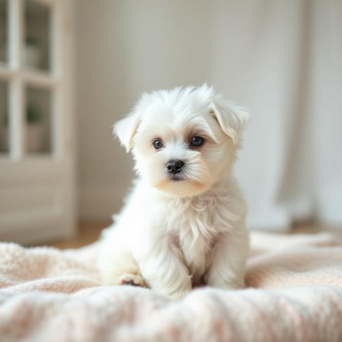 Bean, a 8 months old Maltese groomed by K-Pup in Biddeford, Maine